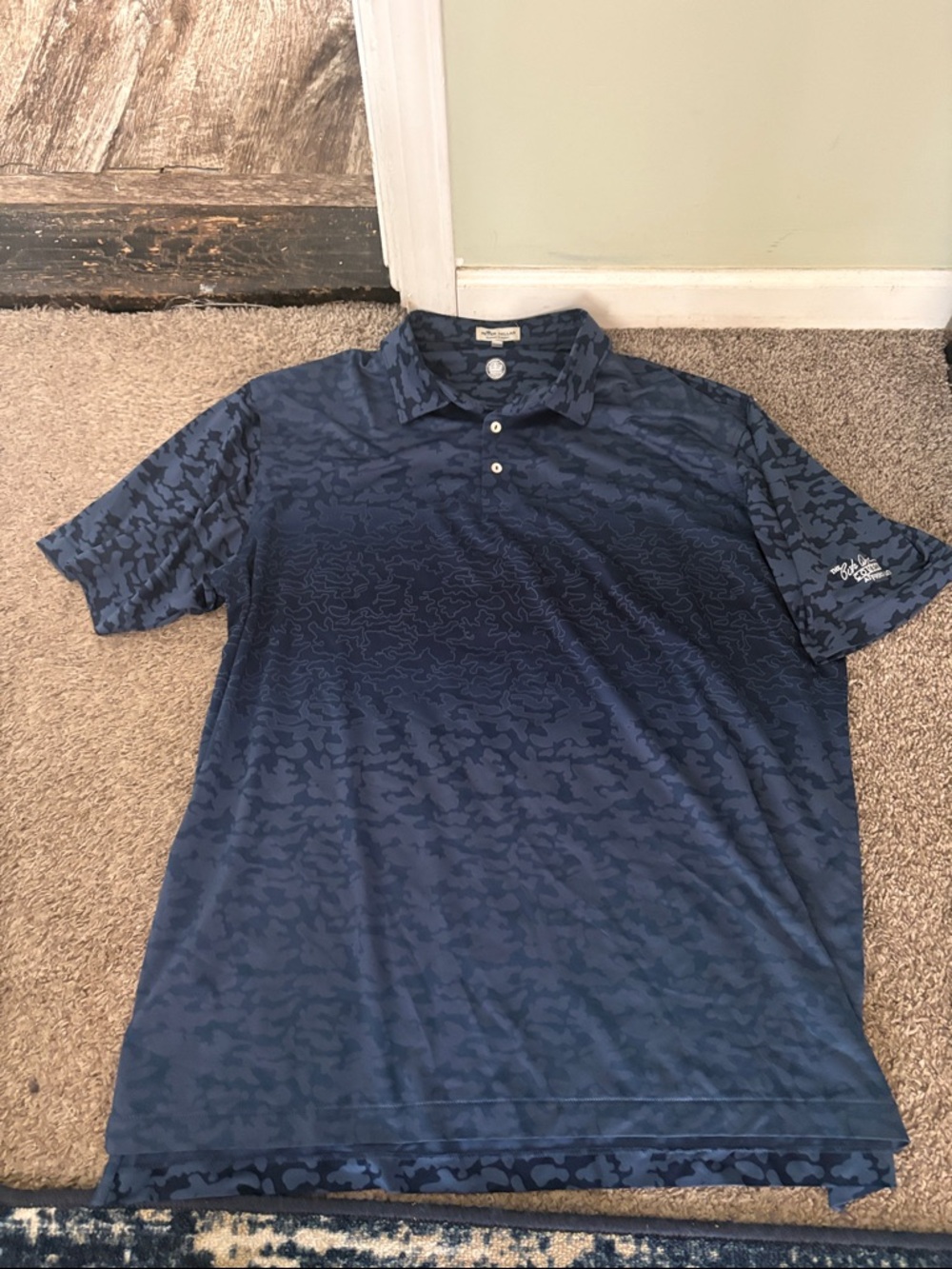Peter Millar Blue Camouflage-Pattern Polo